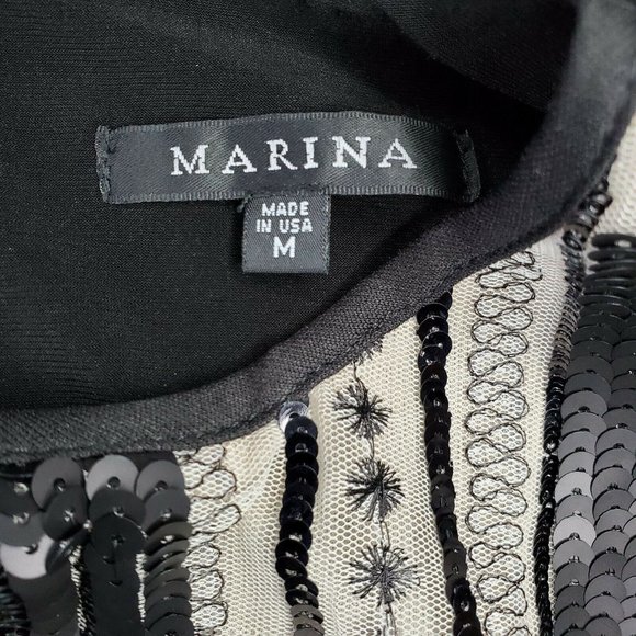 Marina Dresses Polyester Black Sequence Women Slit Back Sleeveless Medium Top - Picture 8 of 11